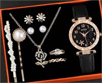 5pcs Women's Watch & Jewelry Set