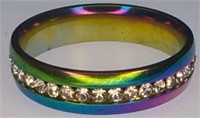 Rainbow gemstone ring size 13