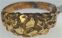 18 kt HGE Golden Nugget style ring size 11.5 USA
