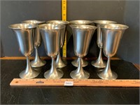 8 Beautiful Pewter Wine Goblets Made In Holland