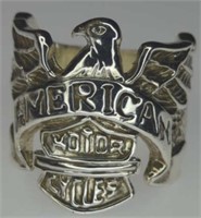 S925 stamped American motorcycles ring size 6.5