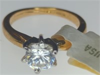18 KT stamped USA made ring size 5 cubic zirconia