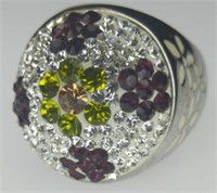 Gemstone flower ring size 6