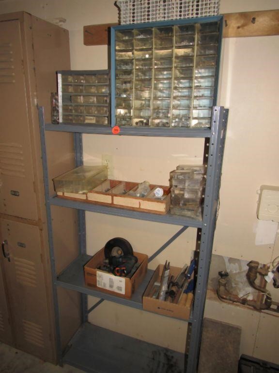 Steel shelving unit and contents