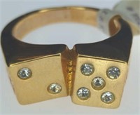18KT hgf dice ring size 11, USA made