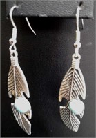 Feather earrings with turquoise style
