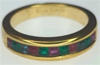 18KT hge USA made gemstone ring size 6