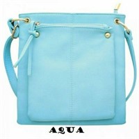 New Aqua Blue Faux Leather Crossbody Bag