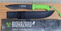 Biohazard zombie survival gear knife with sheath