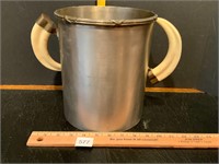 MCM Stainless & Brass Ice Bucket w/Horn Handles
