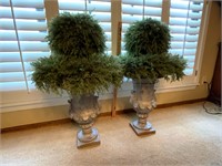 2 Planters w/Faux Topiary Approx 3' Tall