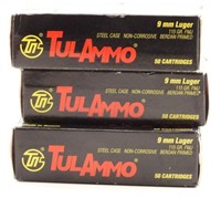 (3) boxes of TulAmmo 9mm luger 115 grain ammo