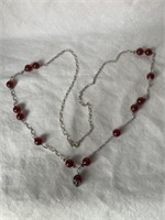 Vintage Red Stone Bead Necklace