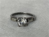 Vintage Sterling CZ Engagement Ring