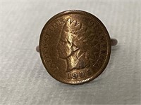 Vintage Copper Indian Head Coin Ring