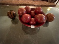 Decorative Spheres & Metal Bowl