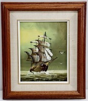 Ship Painting on Canvas - Signed