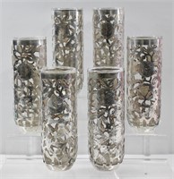 6 Vintage Mexico Sterling Silver Overlay Glasses