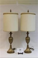 PAIR OF VINTAGE BRASS REMBRANDT LAMPS 38" TALL