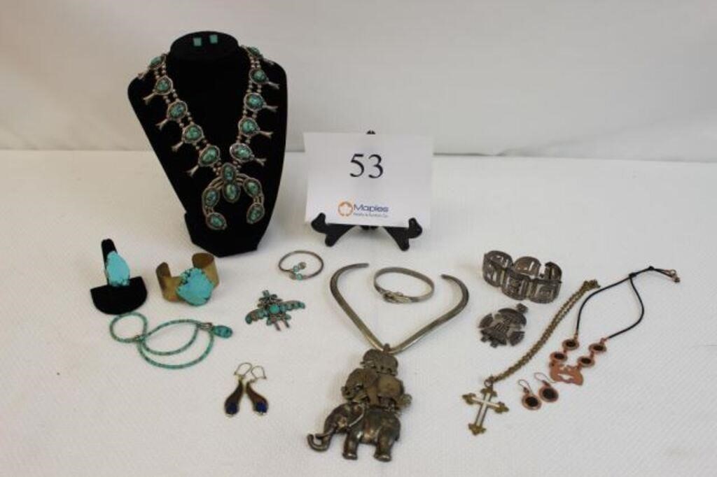 WOMENS TURQUOISE NECKLACE, RING, EARRINGS, ETC