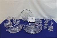 CRYSTAL SERVING PIECES, CANDLESTICKS