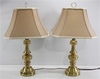 Pair Vintage Brass Table Lamps Working