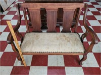 Antique wooden love seat  bench mahogany