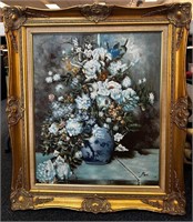 Floral Oil Artwork On Canvas Signed Prca