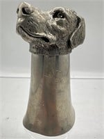 Silver plate stirrup cup dog