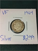 VF 1964 silver dime