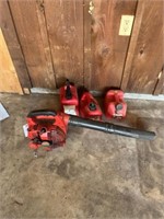 Shindaiwa Leaf Blower & 3 gas cans