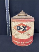Vintage DX 5 Gallon Motor Oil Can