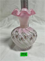 Vtg Fenton Rosebuds on Rosalene Spiral Vase