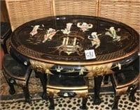 Vintage Asian Tea Table and stools