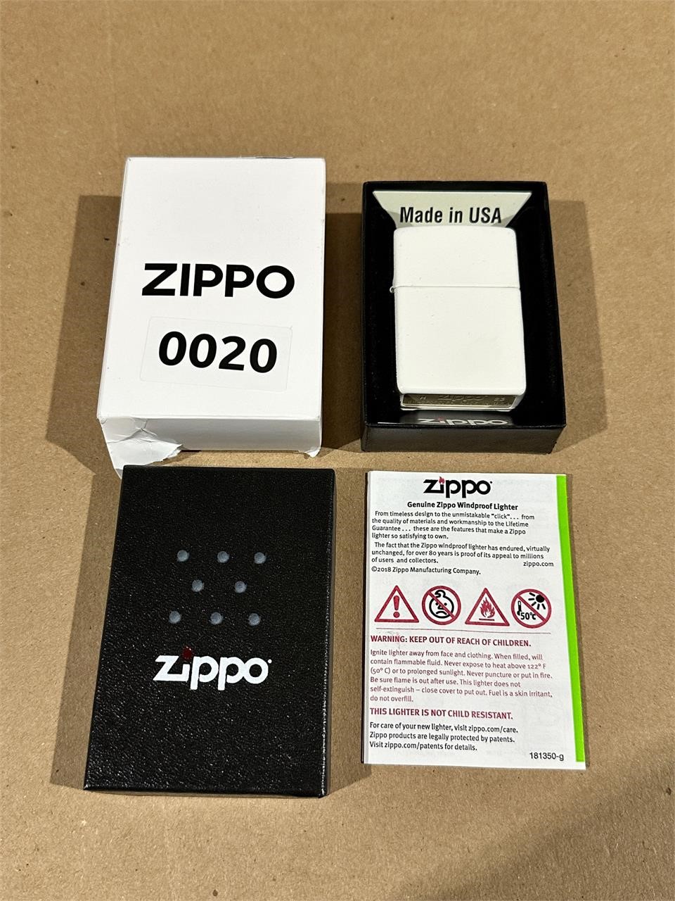 New Zippo 214 white matte lighter