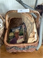Woven Basket with Ephemera and Printed Memorabilia