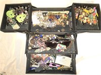 Black Jewelry Box Full of Misc Costume Jewelry