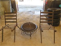 Metal Chairs & Fire Pit