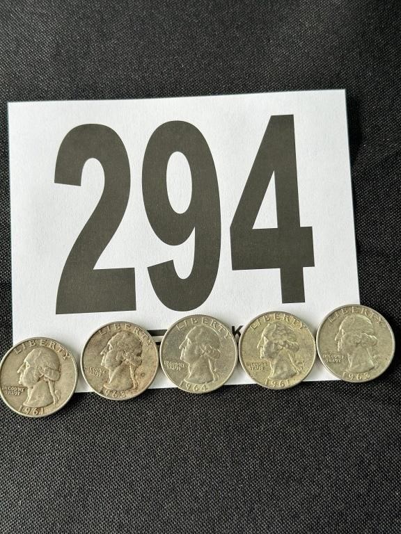 (5) Washington Silver Quarters (CASH ONLY)