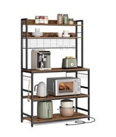 VASAGLE Hutch Bakers Rack with Power Outlet