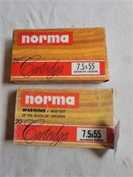 Norma 7.5 x 55 Rifle Shells Ammo - 28 rounds &