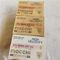 Fiocchi 20 ga. Shotgun Shells - 3 boxes of 8 shot