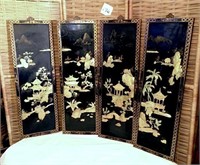 Asian Inspired Wood Panels with Pagodas
