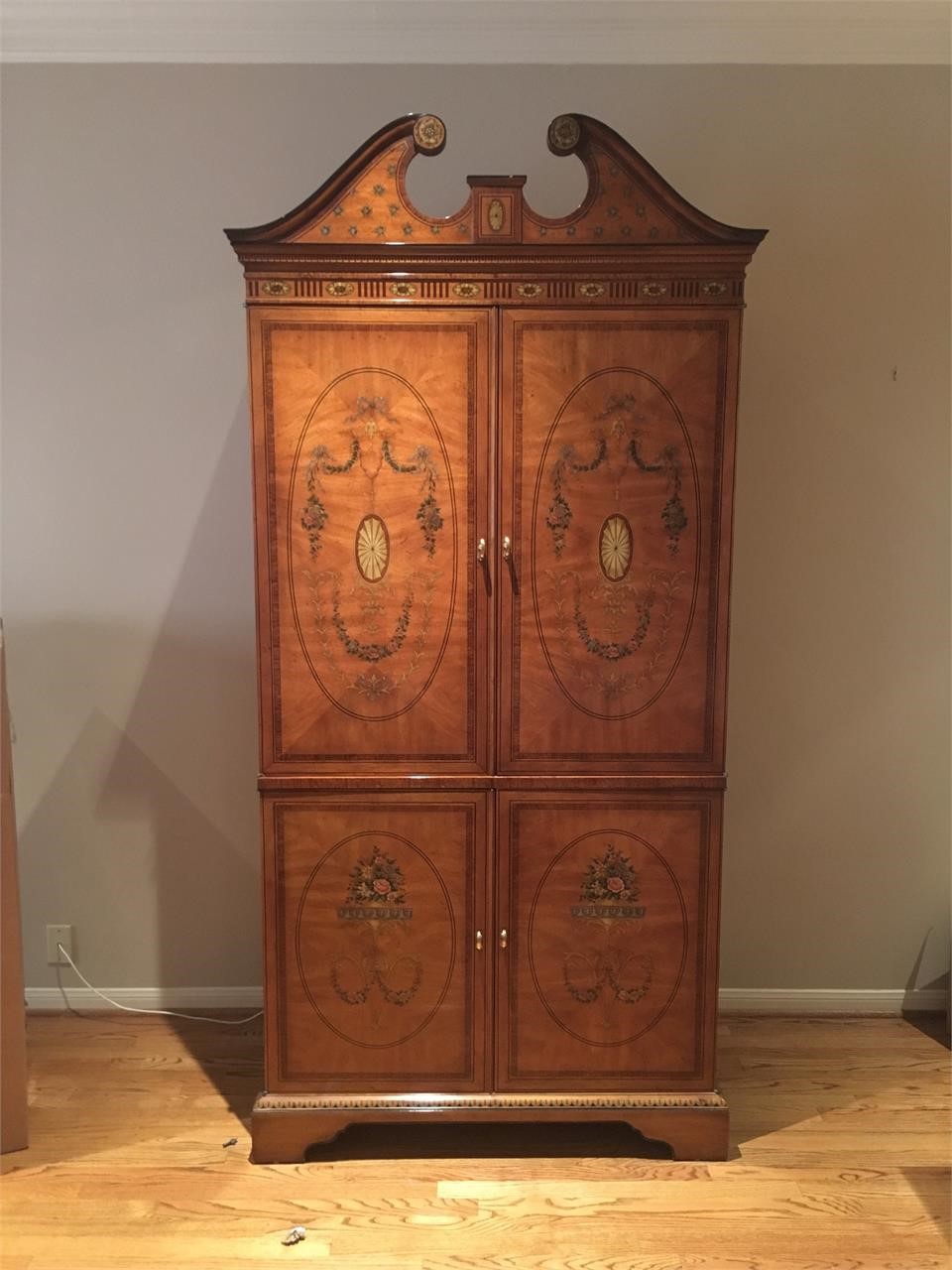 Vintage solid wood illuminated cabinet