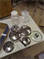 Assorted Lids, Plastic 3 Tier Tray & Other