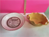 Unique Bowl w Handle  & Cheese Cake Dish