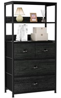 $94 Black oak 3 layer dresser w shelves
