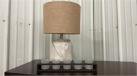 Table lamp - ceramic base with burlap shade- 20