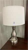 Table lamp - silver base & white shade -25 inches