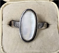 Mother of Pearl Sterling Silver Ring Sz 8